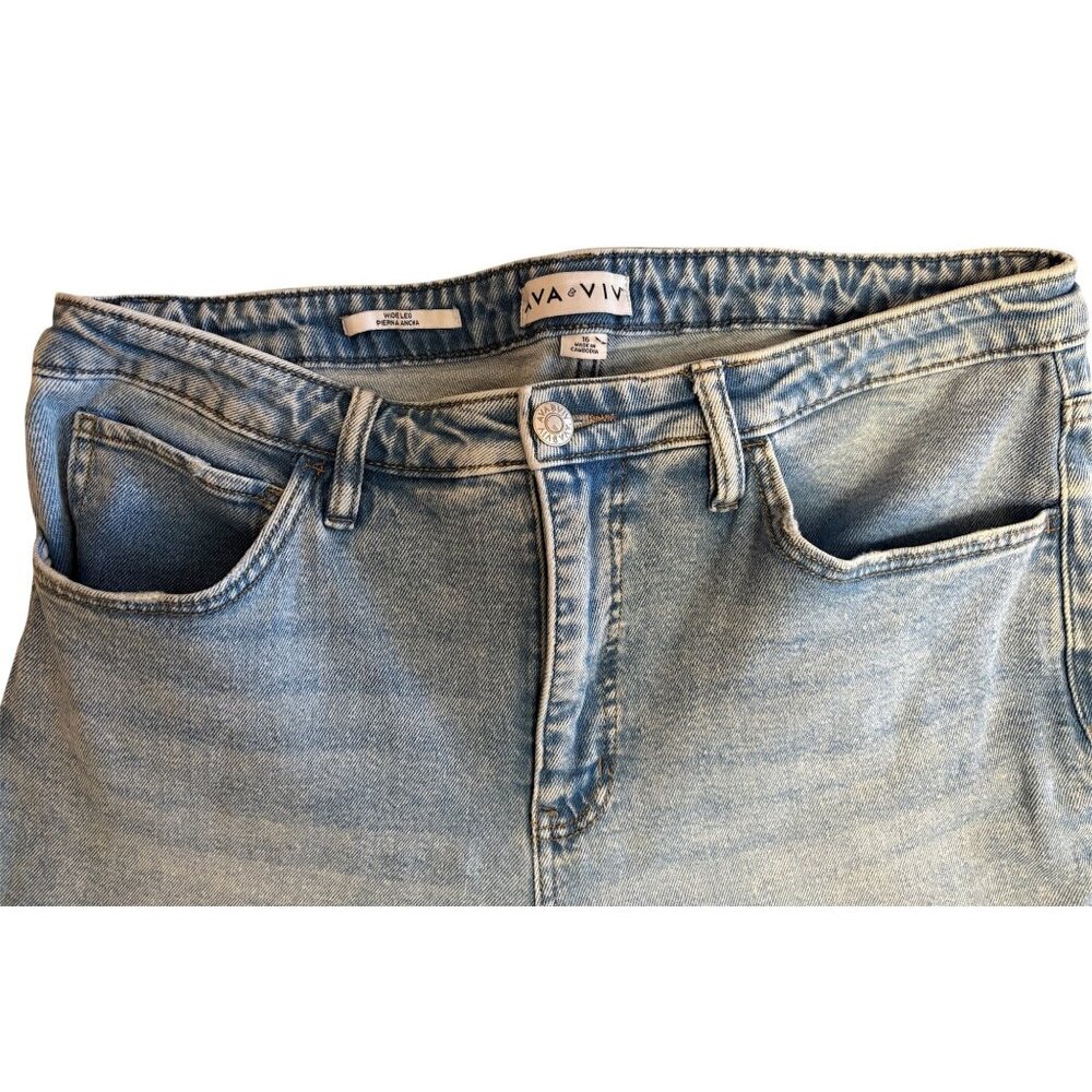 Ava & Viv Wide Leg Lighter Wash Denim Jeans Size 16 Womens Relaxed Fit Stretch - Picture 4 of 14